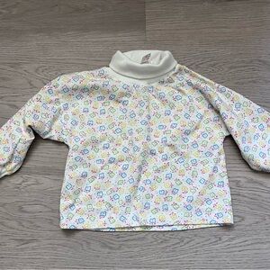 Vintage 80s/90s Kids Buster Brown White Long Sleeve Tee with Floral Print 3T